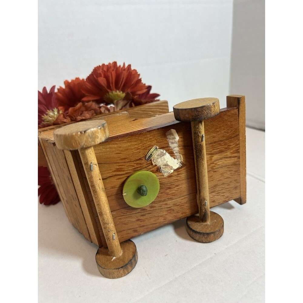 Vtg Handmade Wooden Truck Planter Vase Rustic Folk Art Decor Cabincore Grandpa - Picture 7 of 13